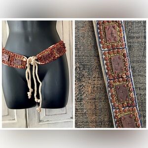 🟠NEW! Handmade Boho Wooden Beaded Rope Tie Belt - 54 Inches